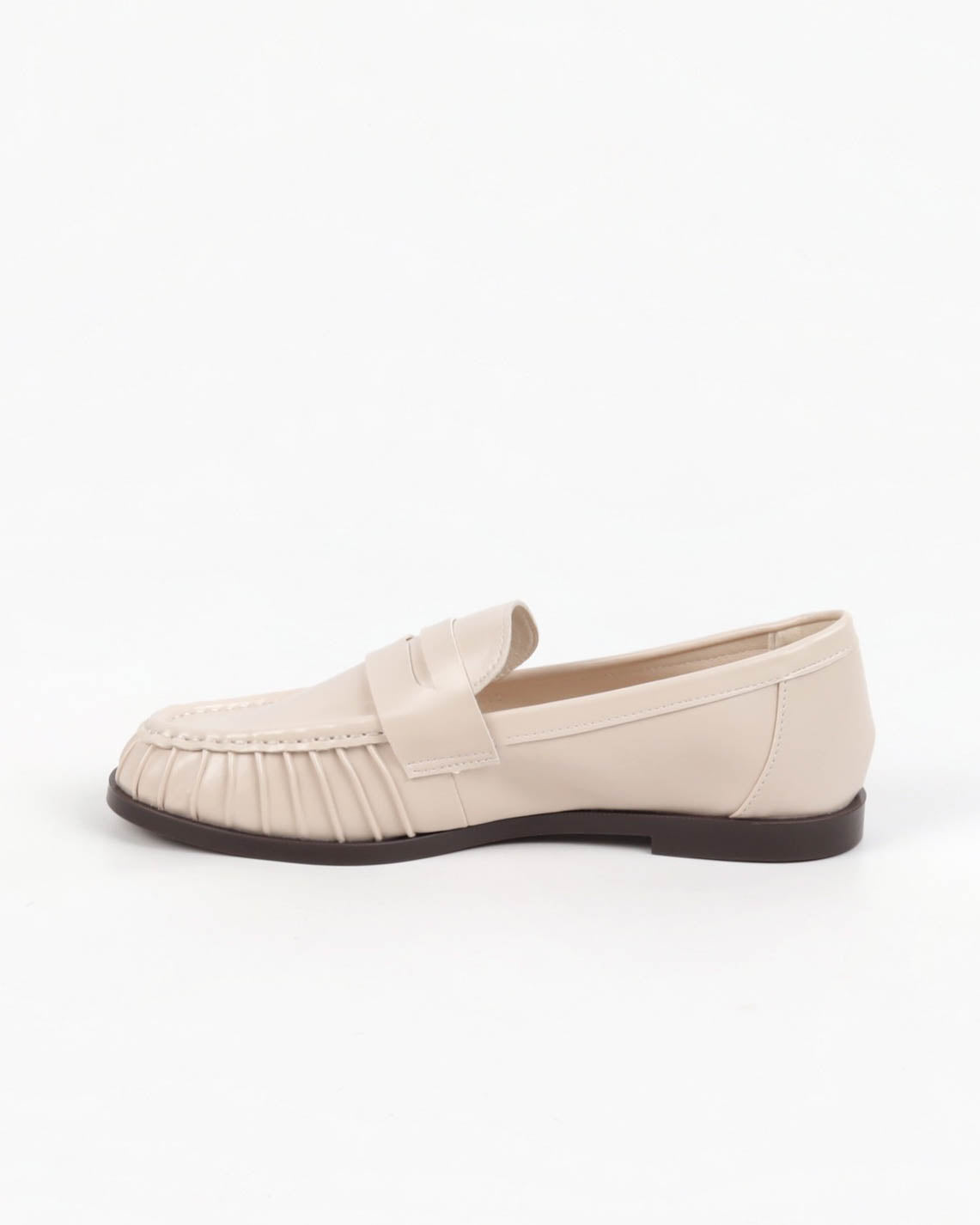 Mocassin à bout plissé beige - Cadence Paris