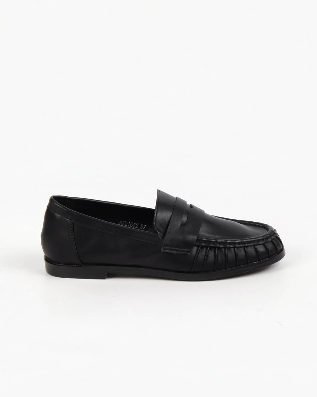 Mocassin à bout plissé noir - Cadence Paris