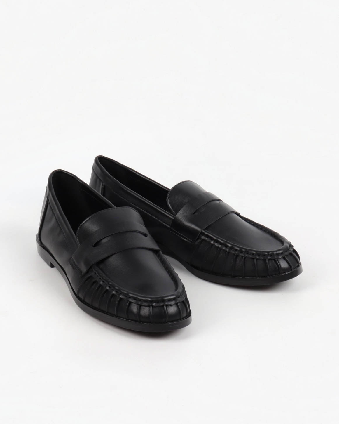 Mocassin à bout plissé noir - Cadence Paris